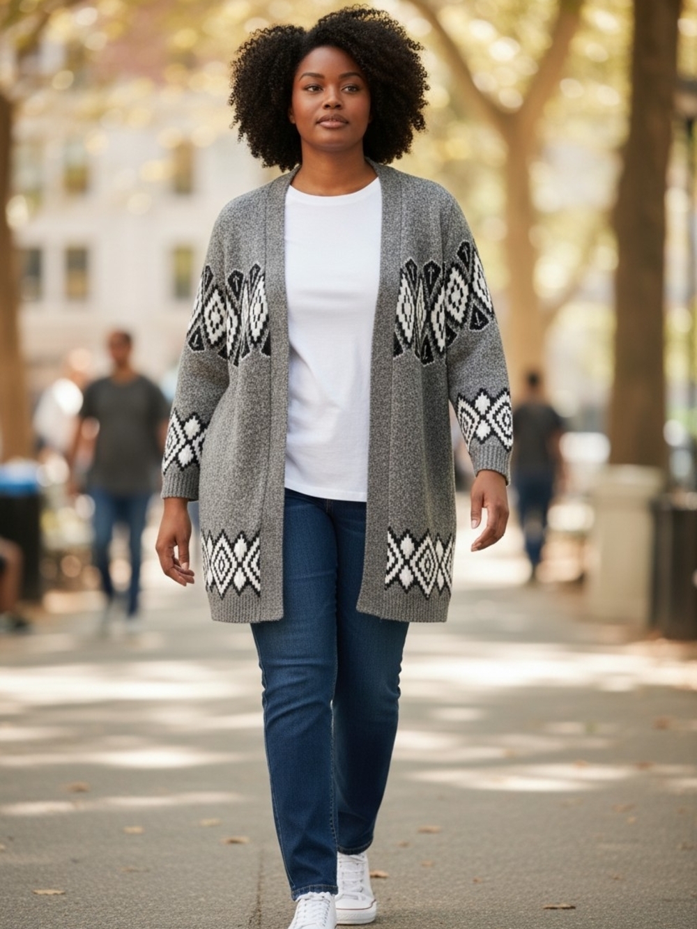 Lane Bryant Open-Front Diamond Pattern Cardigan Sweater Soft 22/24